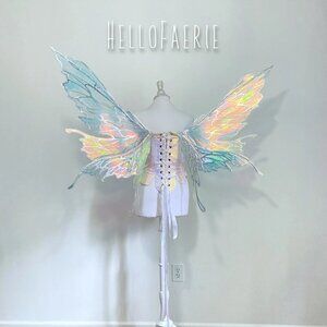 Hello Faerie Giant Silver Amaryllis Iridescent Fairy Wings